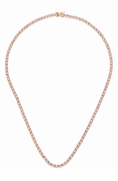Pink Topaz Tennis Necklace