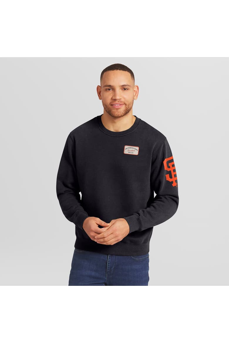 Men's Darius Rucker Collection by Fanatics Black San Francisco Giants Washed Crew Neck Pullover Sweatshirt, Main, color, Black