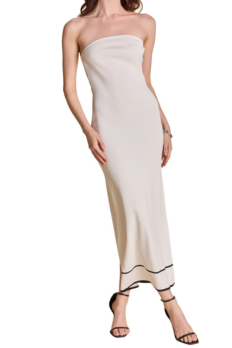 Contrast Stripe Strapless Knit Maxi Dress, Alternate, color, WHITE/ BLACK