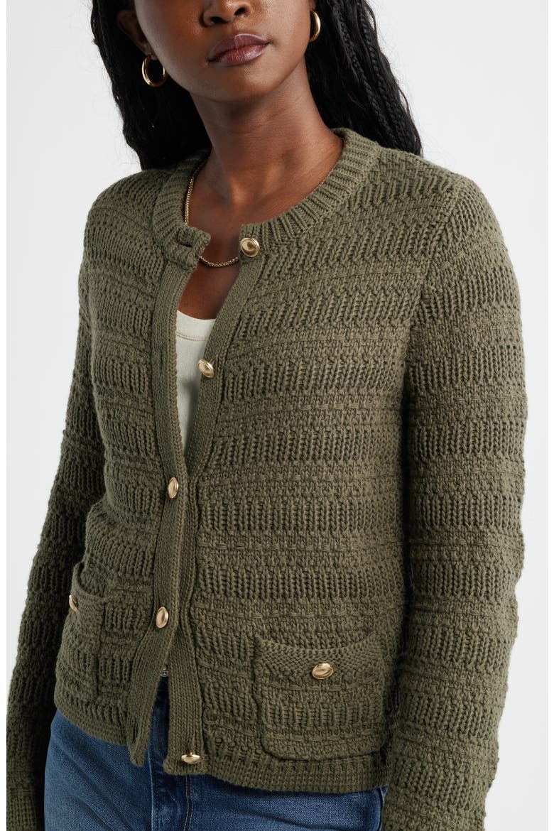Textured Cotton Cardigan, Alternate, color, OLIVE SARMA