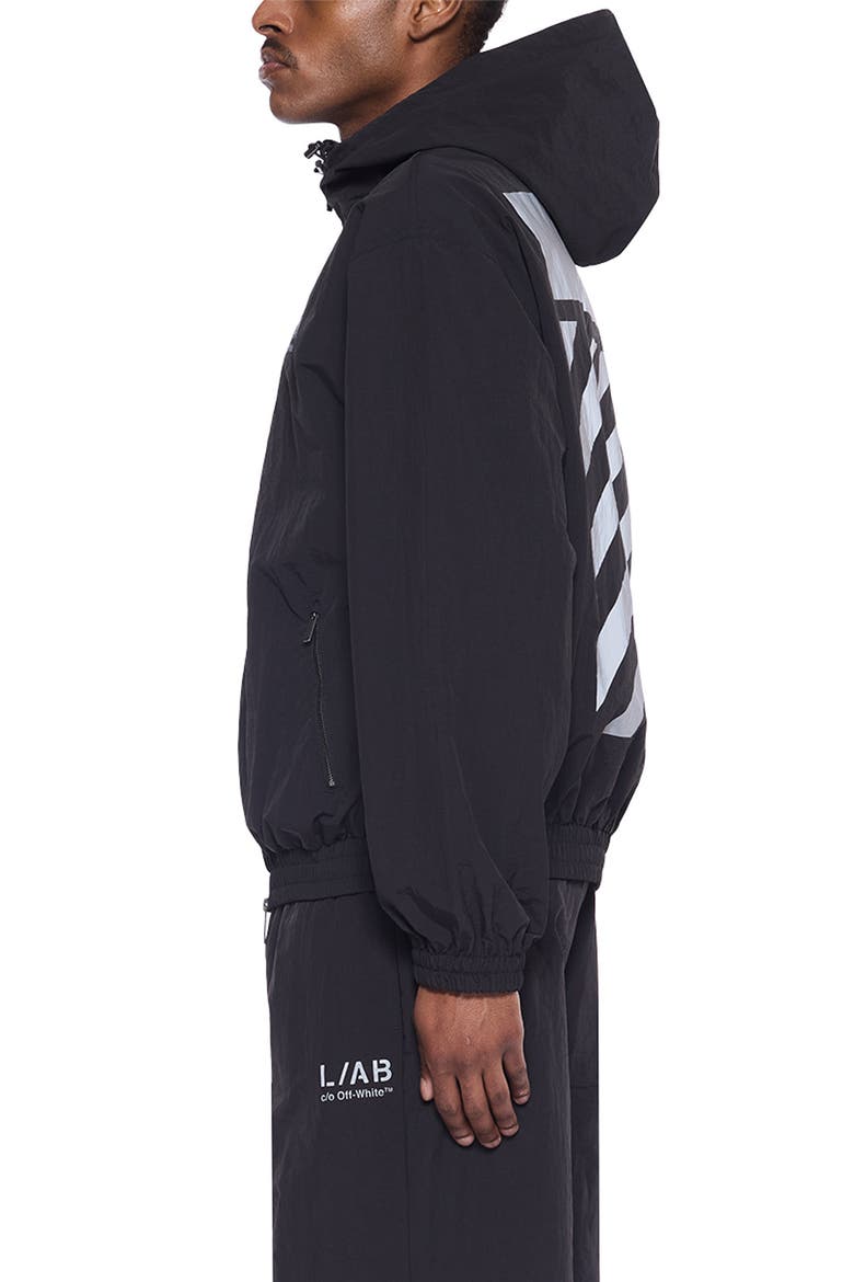 Reflective Diag Windbreaker, Alternate, color, BLACK