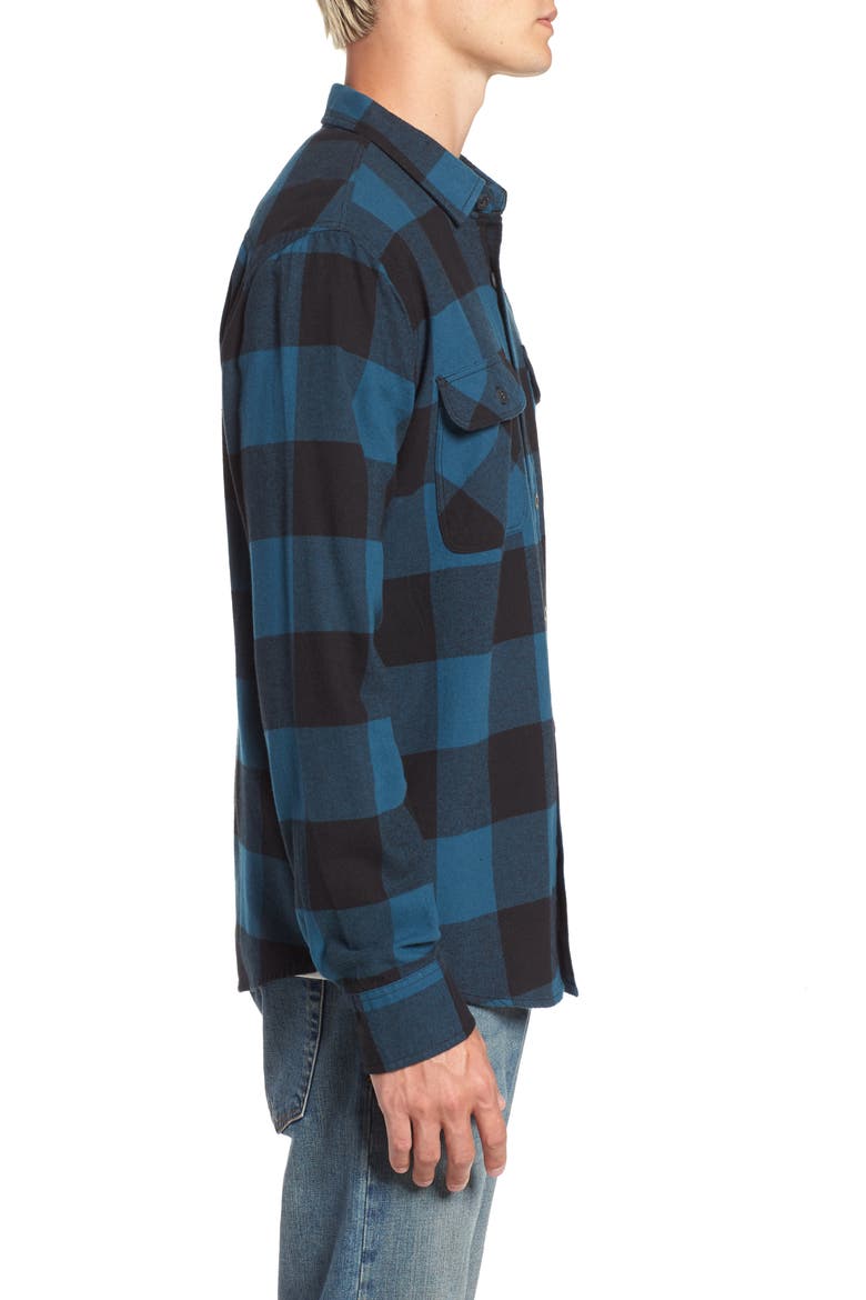 Bowery Buffalo Plaid Flannel Shirt, Alternate, color, BLACK/ TEAL