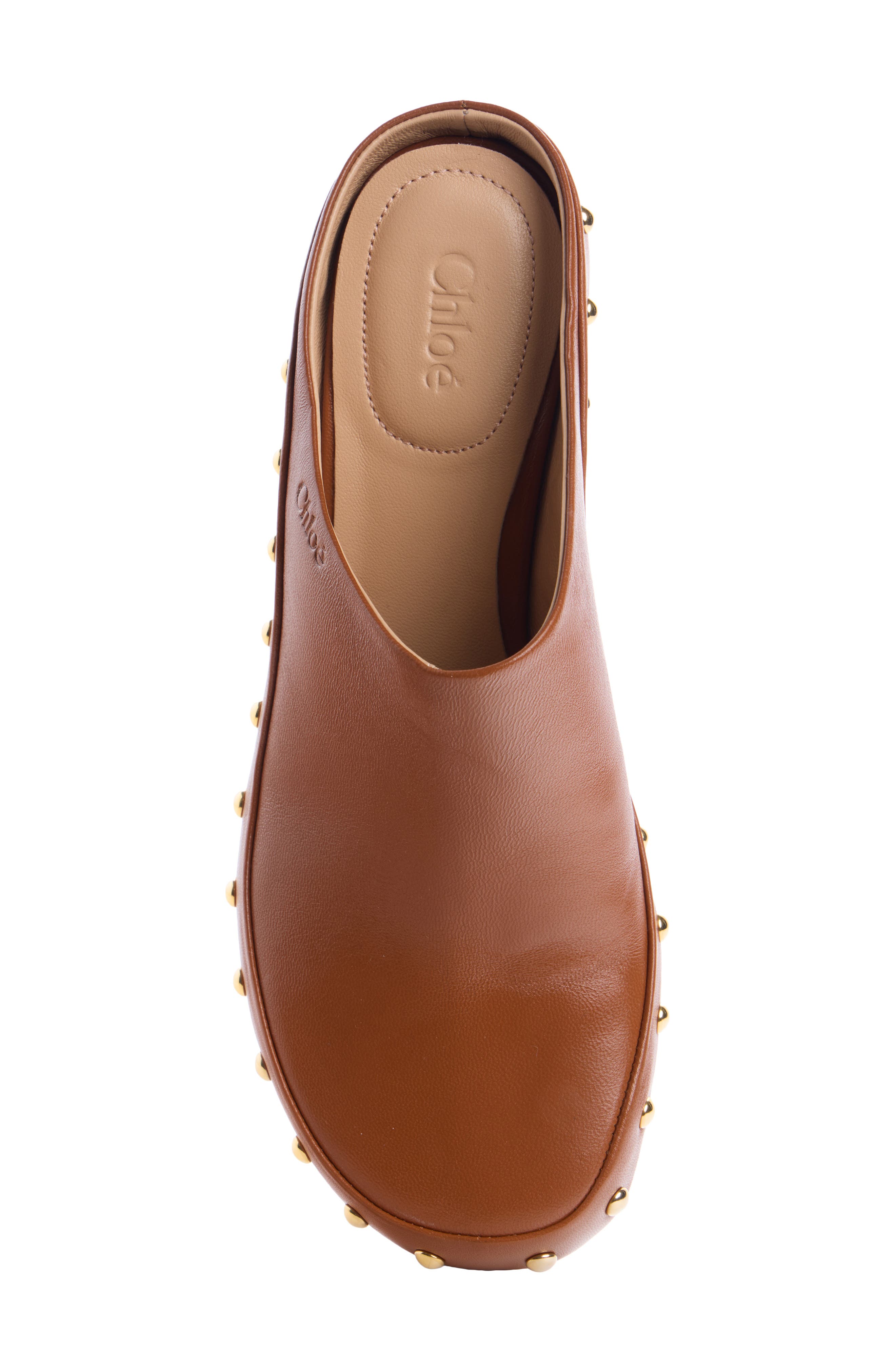 Junie Studded Kitten Heel Mule Pump, Alternate, color, GINGER BROWN