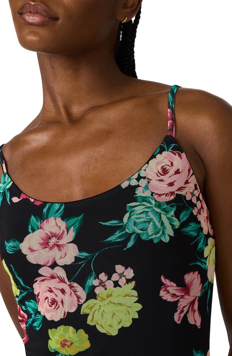 Steve Madden Giselly Floral Print Georgette Slipdress, Alternate, color, Black Ditsy Floral