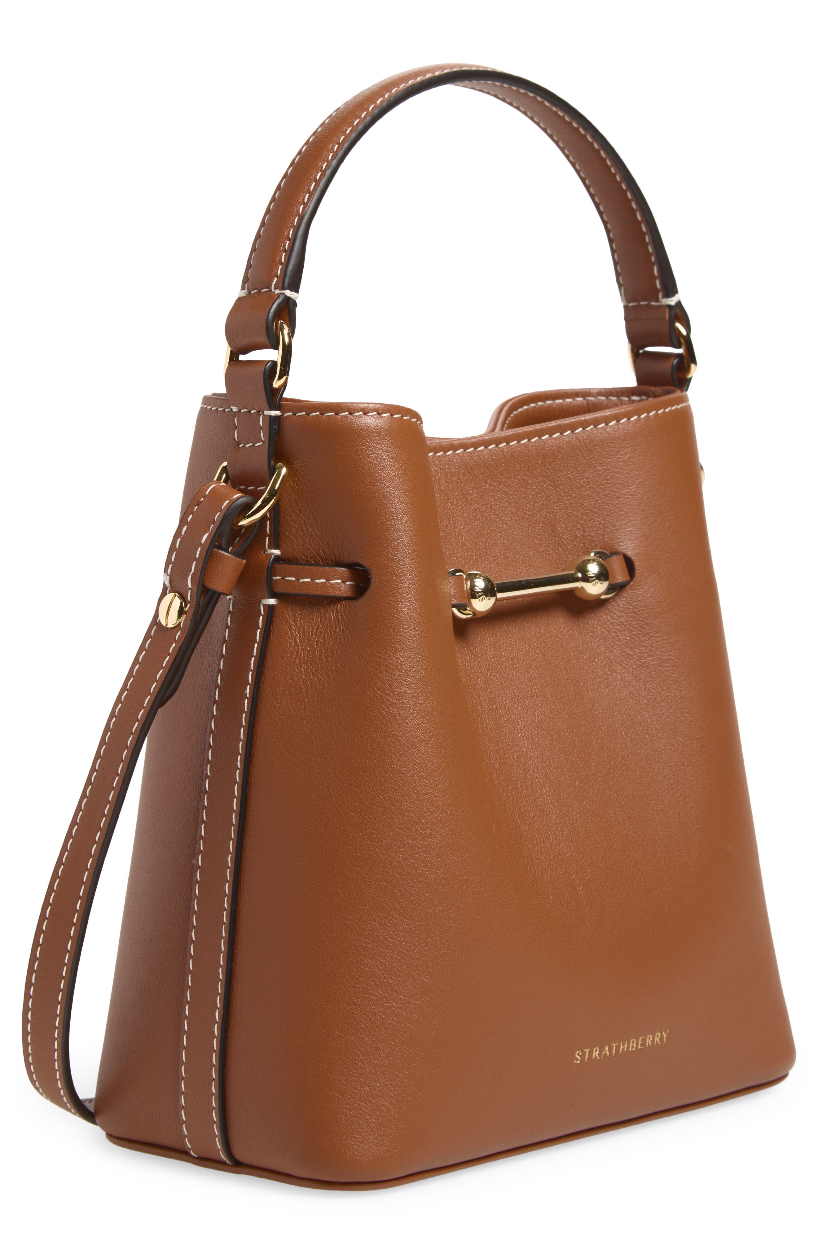 Mini Corda Leather Bucket Bag, Alternate, color, CHESTNUT