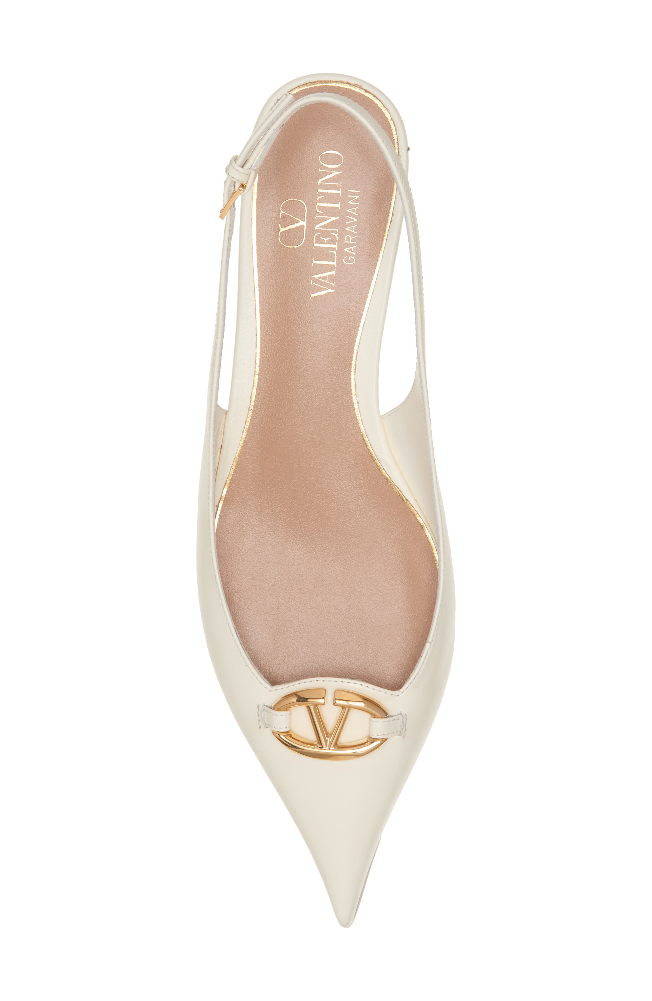 VLOGO Moon Pointed Toe Slingback Pump, Alternate, color, IVORY