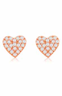 SUZY LEVIAN DIAMONDS Pavé Simulated Diamond Heart Stud Earrings