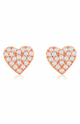 SUZY LEVIAN DIAMONDS Pavé Simulated Diamond Heart Stud Earrings