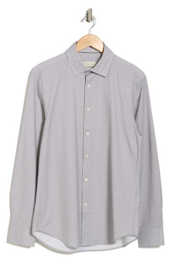 Bugatchi James Shaped Fit Comfort Stretch Button Up Shirt In Cement