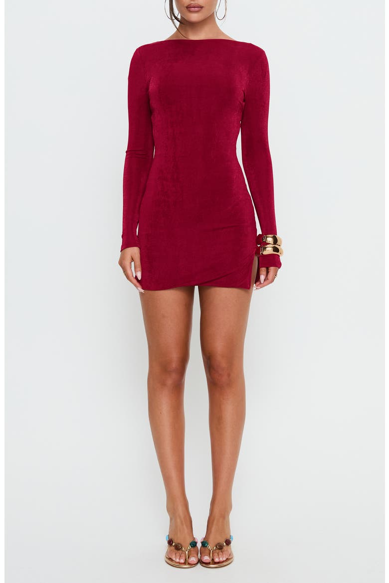 Corynn Long Sleeve Velvet Minidress, Main, color, DARK RED