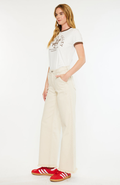 Kancan Grace High Rise Wide Jeans In White