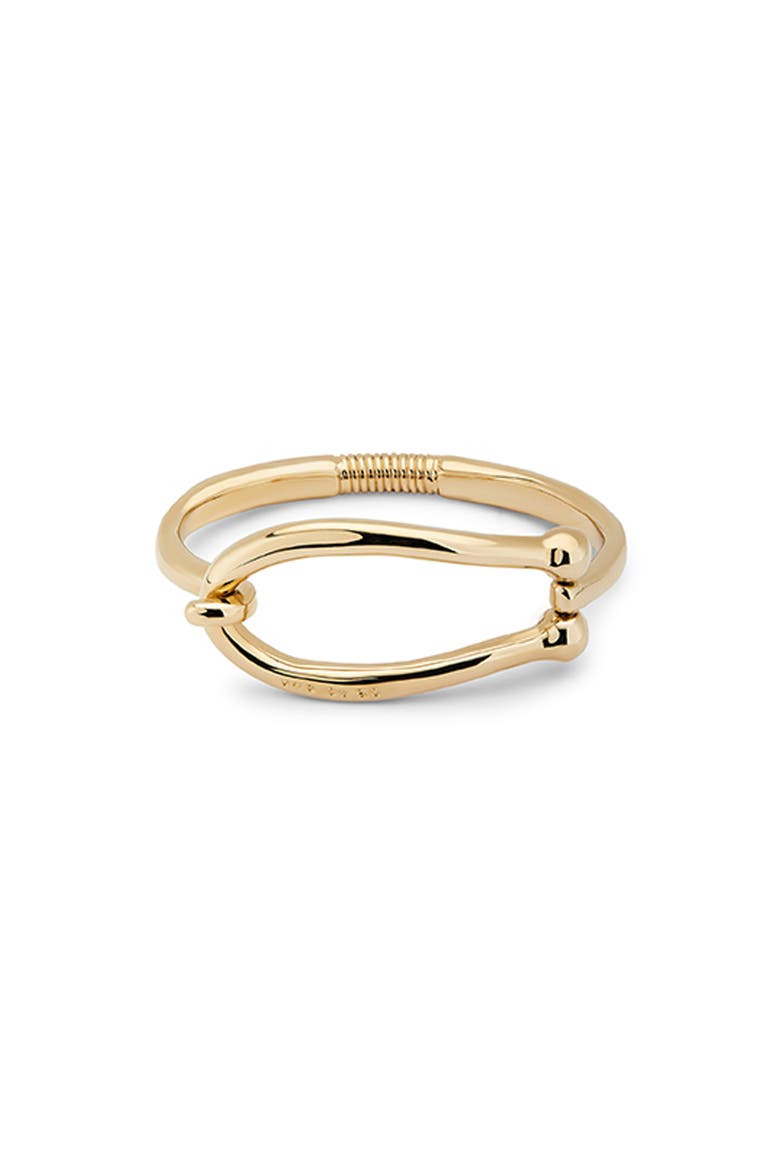 18K Gold-Plated Rigid Bracelet with Large Link and Inner Spring, Main, color, Gold