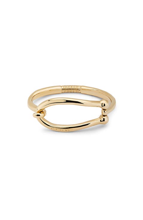 18K Gold-Plated Rigid Bracelet with Large Link and Inner Spring