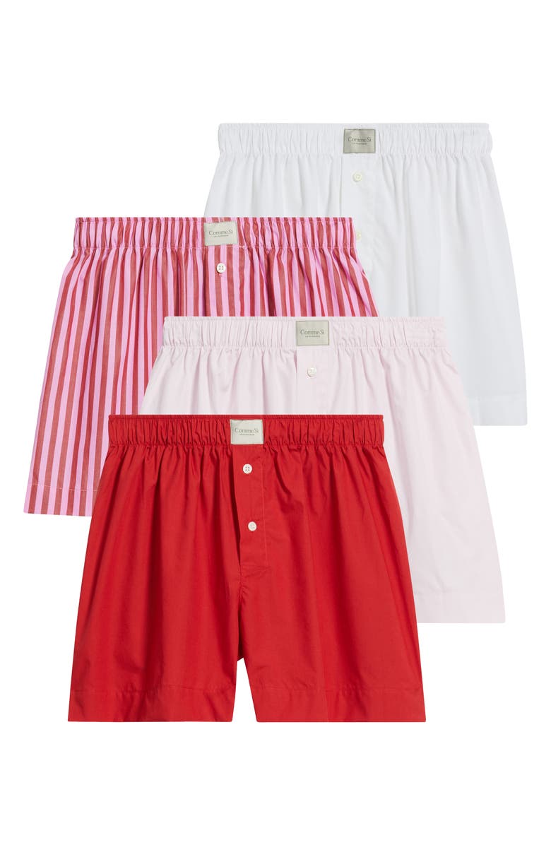 Comme Si Gender Inclusive La Boxer Classica Cotton Poplin Boxers, Alternate, color, Red