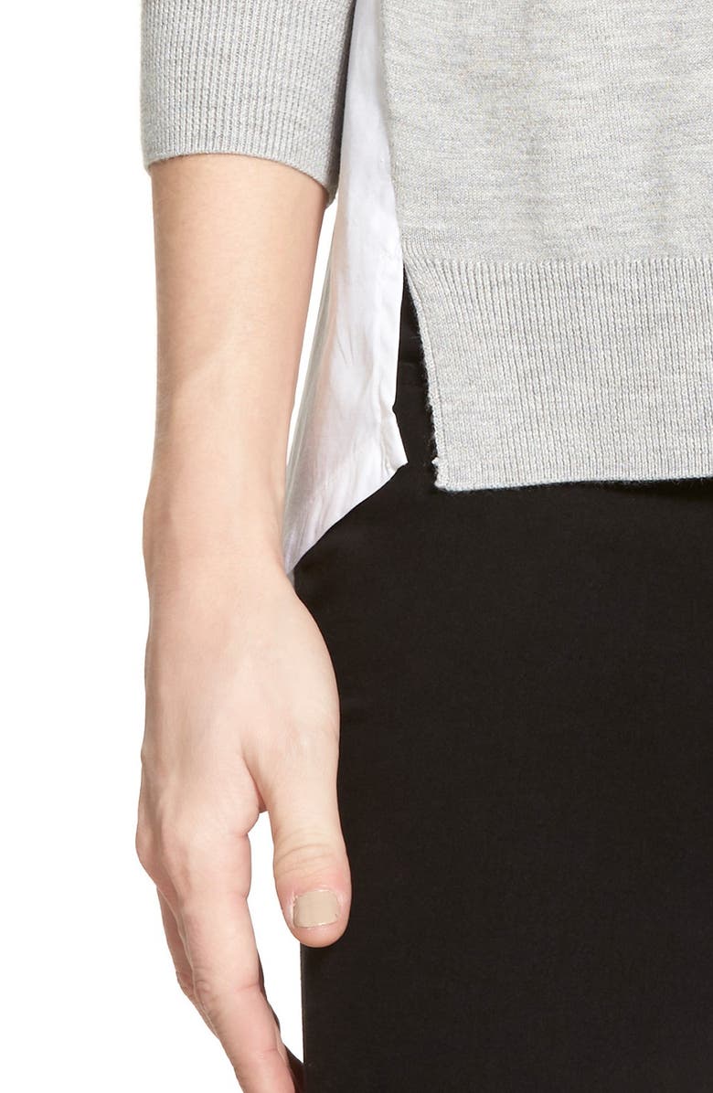 Halogen<sup>®</sup> Poplin Back Crewneck Sweater, Alternate, color,