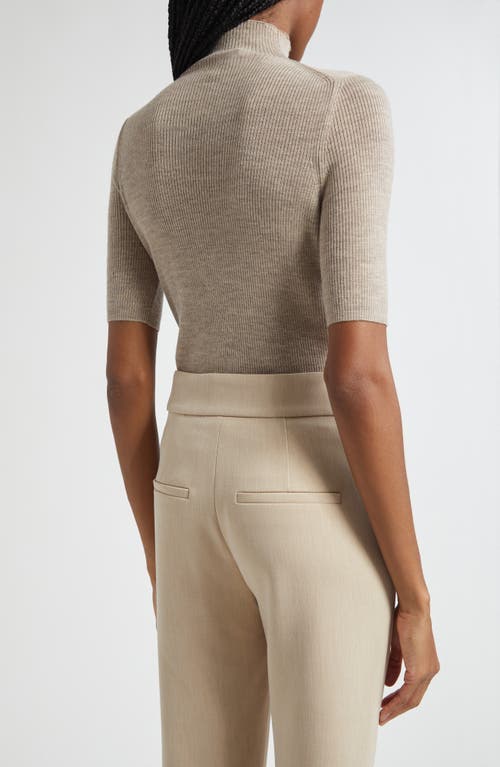 Veronica Beard Alastair Rib Short Sleeve Merino Wool Sweater In Neutral