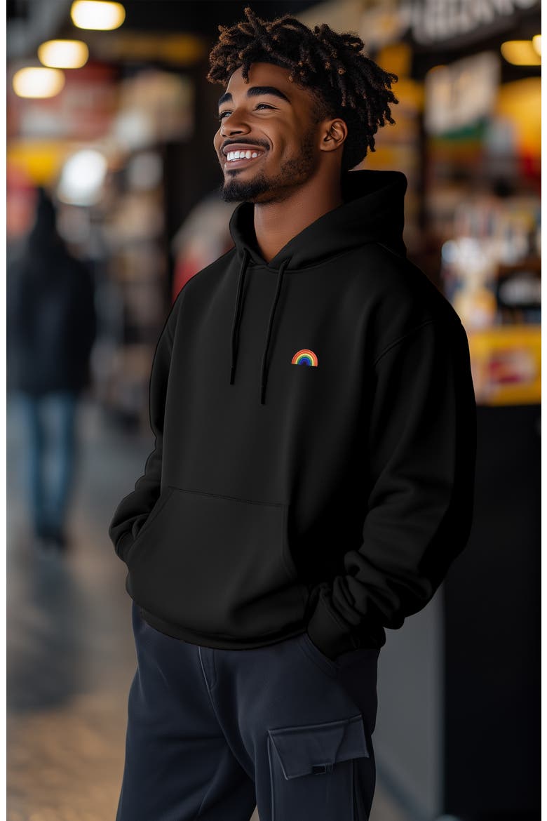 Rainbow Hoodie, Alternate, color, Black