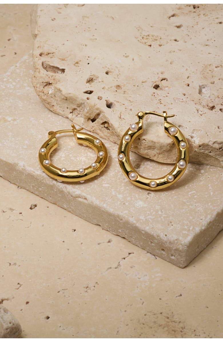 Untamed Petals Paris Pearl Hoops, Alternate, color, Gold