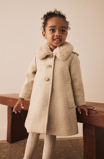 Kids' Faux Fur Collar Coat