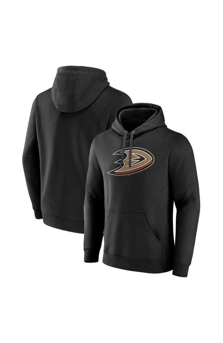 FANATICS Men's Fanatics Branded Black Anaheim Ducks Primary Logo Pullover Hoodie, Main, color, 