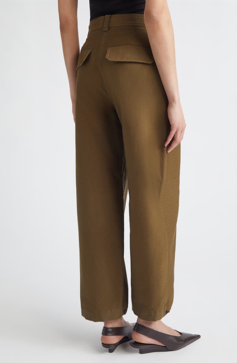 Max Mara Dorni Stretch Cotton Twill Utility Pants, Alternate, color, Khaki Green