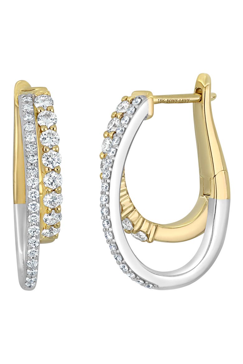 Two-Tone Layered Diamond Hoop Earrings (Nordstrom Exclusive), Main, color, 18K YELLOW WHITE GOLD
