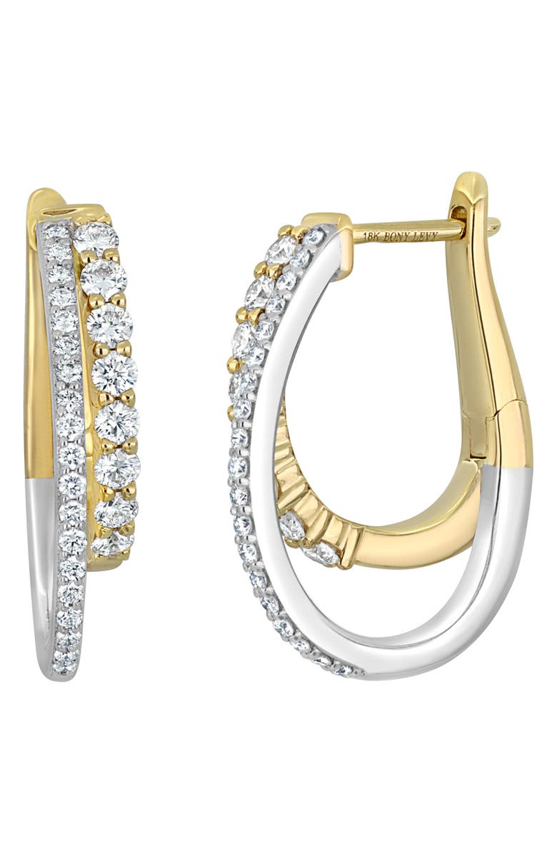 Bony Levy Two-Tone Layered Diamond Hoop Earrings, Main, color, 18K Yellow White Gold