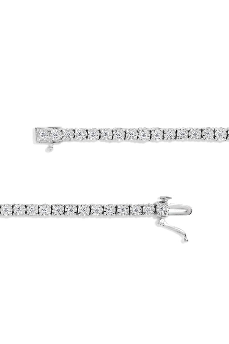 IGI Certified Silver 1.0 Cttw Miracle-Set Diamond Miracle Plate Tennis Bracelet, Alternate, color, Silver