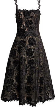 Carolina Herrera Velvet Rose Lace Midi Dress