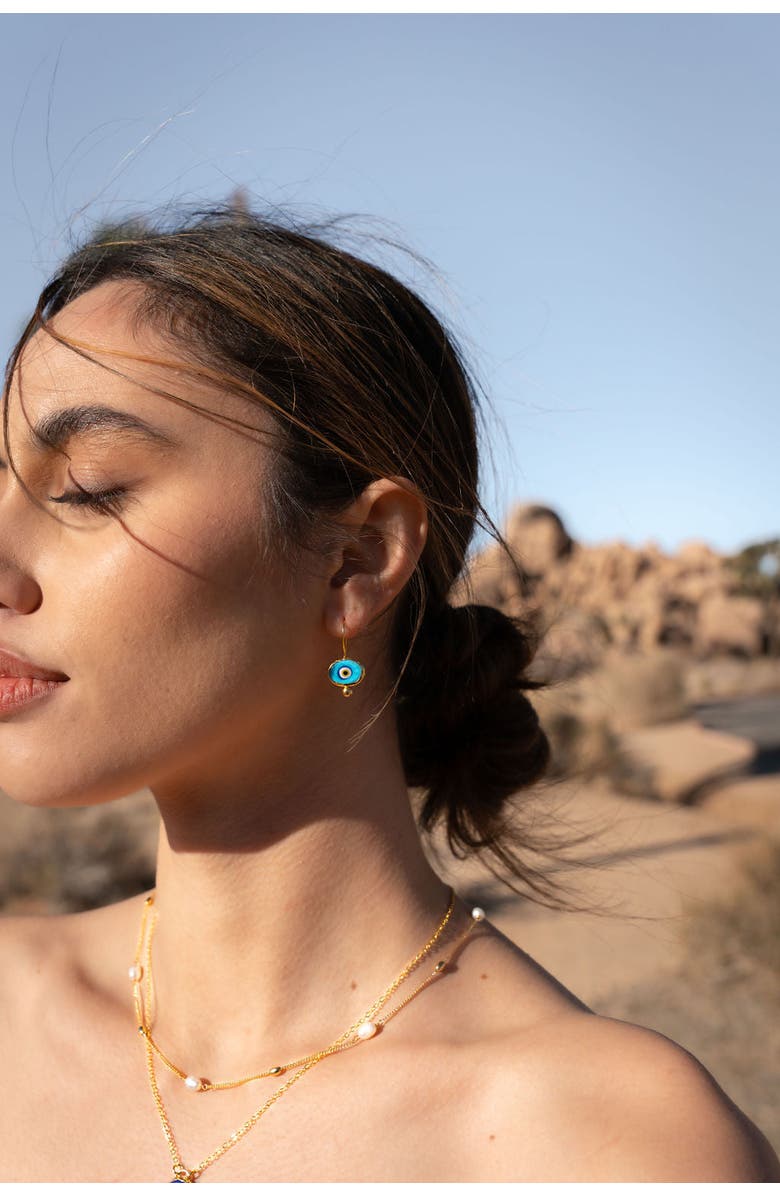 Ottoman Hands Alara Evil Eye Drop Earrings, Alternate, color, Blue