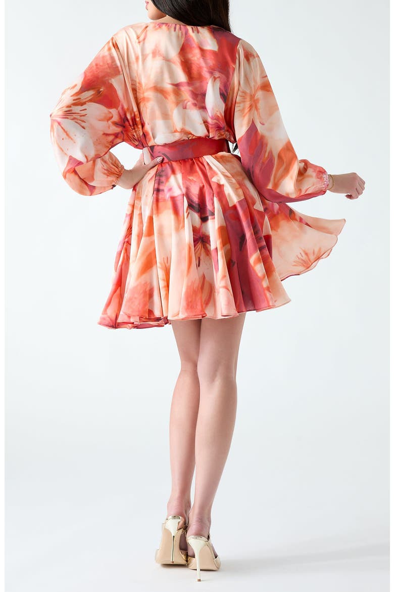 Estella Print Belted Fit & Flare Dress, Alternate, color, PINK MULTI