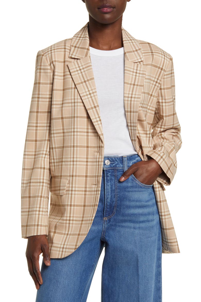 Oversize Plaid Blazer, Main, color, TAN AVERY PLAID