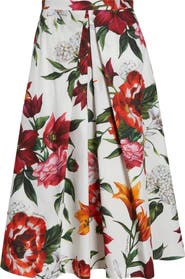Dolce&Gabbana Floral Pleated Cotton Poplin Skirt