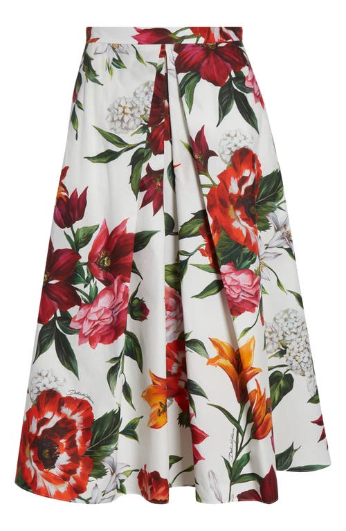 Dolce & Gabbana Dolce&gabbana Floral Pleated Cotton Poplin Skirt