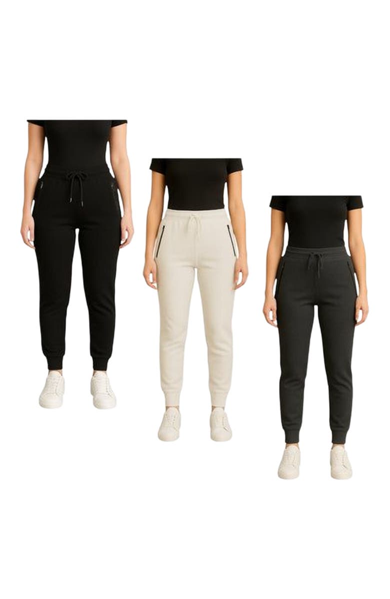 BenBen Womens 3 Pack Ultra Soft Fleece Joggers, Alternate, color,