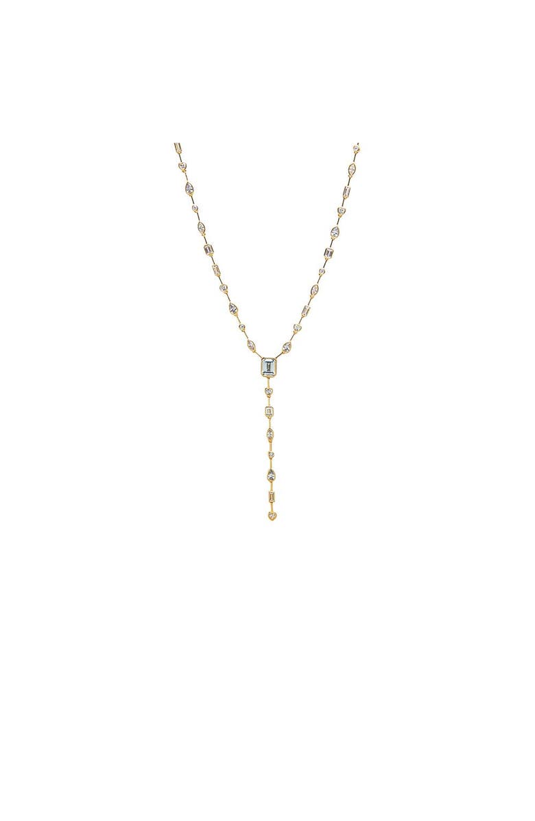 BY ADINA EDEN CZ Bezel Emerald Lariat Drop Necklace, Main, color, Gold