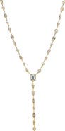 BY ADINA EDEN CZ Bezel Emerald Lariat Drop Necklace