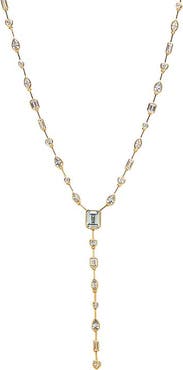 BY ADINA EDEN CZ Bezel Emerald Lariat Drop Necklace