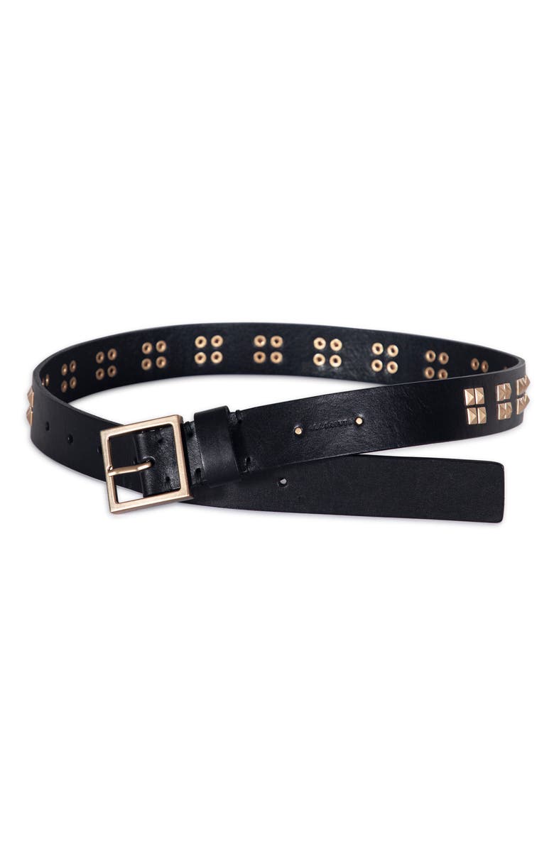 AllSaints Pyramid Stud Leather Belt, Main, color, 