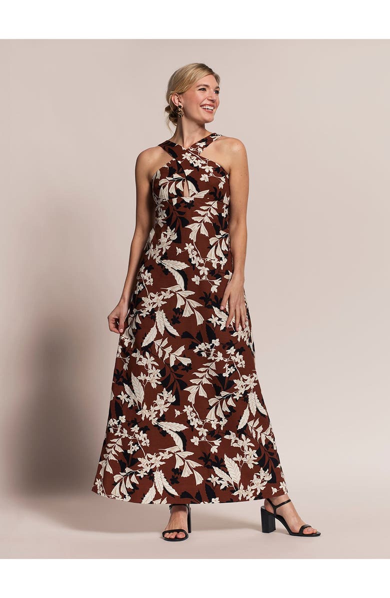 Tori Richard Silhouetted Tori Dress, Main, color, Chocolate