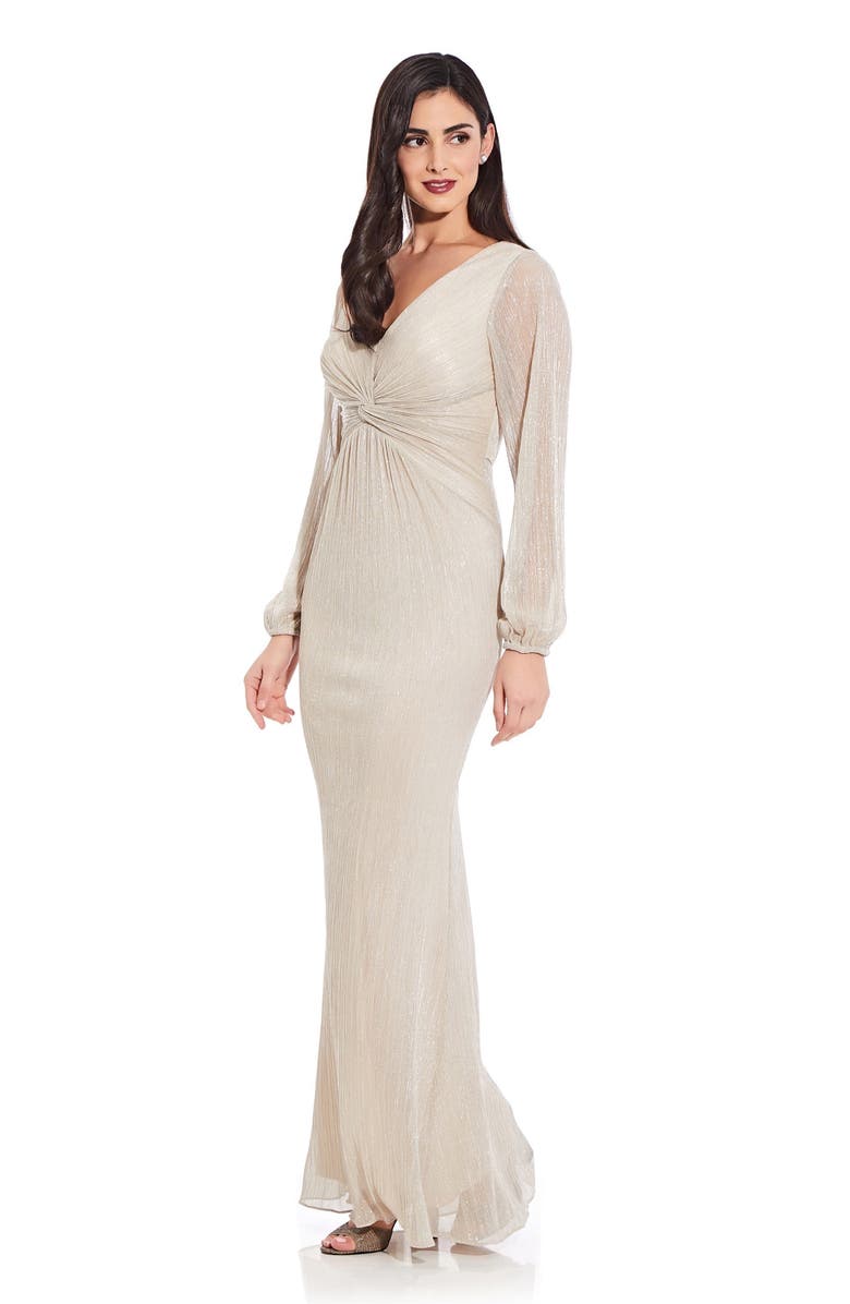 Adrianna Papell Glitter Knit Long Sleeve Gown, Alternate, color,