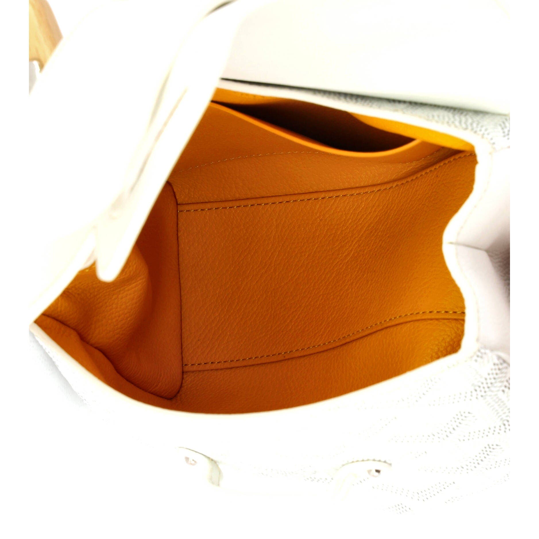 Pre-Owned Goyard Saigon Top Handle Bag Coated Canvas with Leather Mini, Alternate, color, White