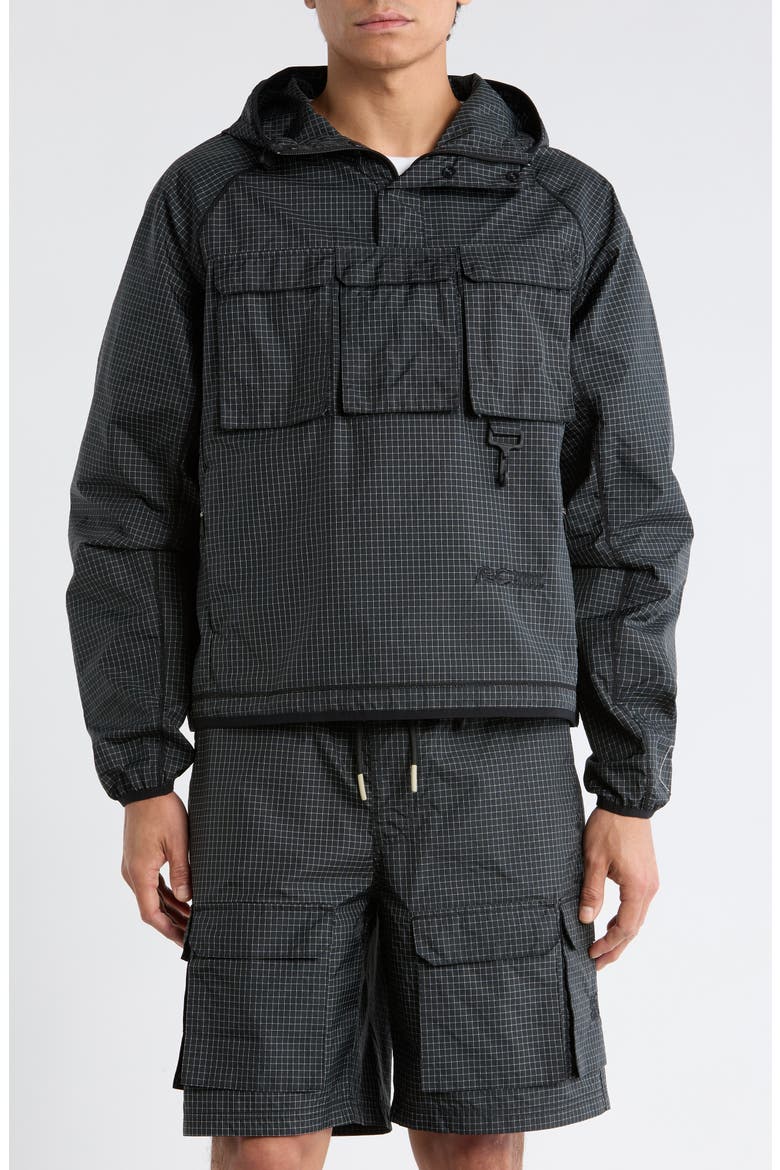 Tahoe Water Repellent Nylon Ripstop Hooded Anorak, Main, color, BLACK