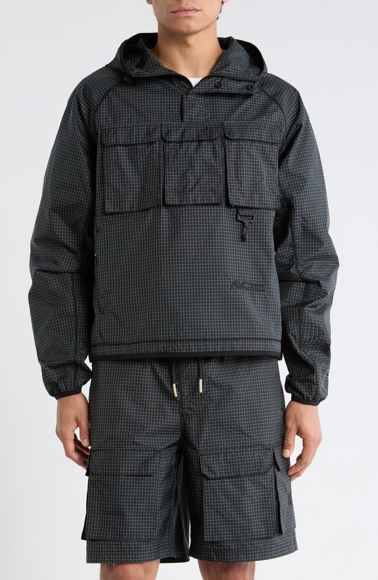 RC Outdoor Supply Tahoe Water Repellent Nylon Ripstop Hooded Anorak, Main, color, Black