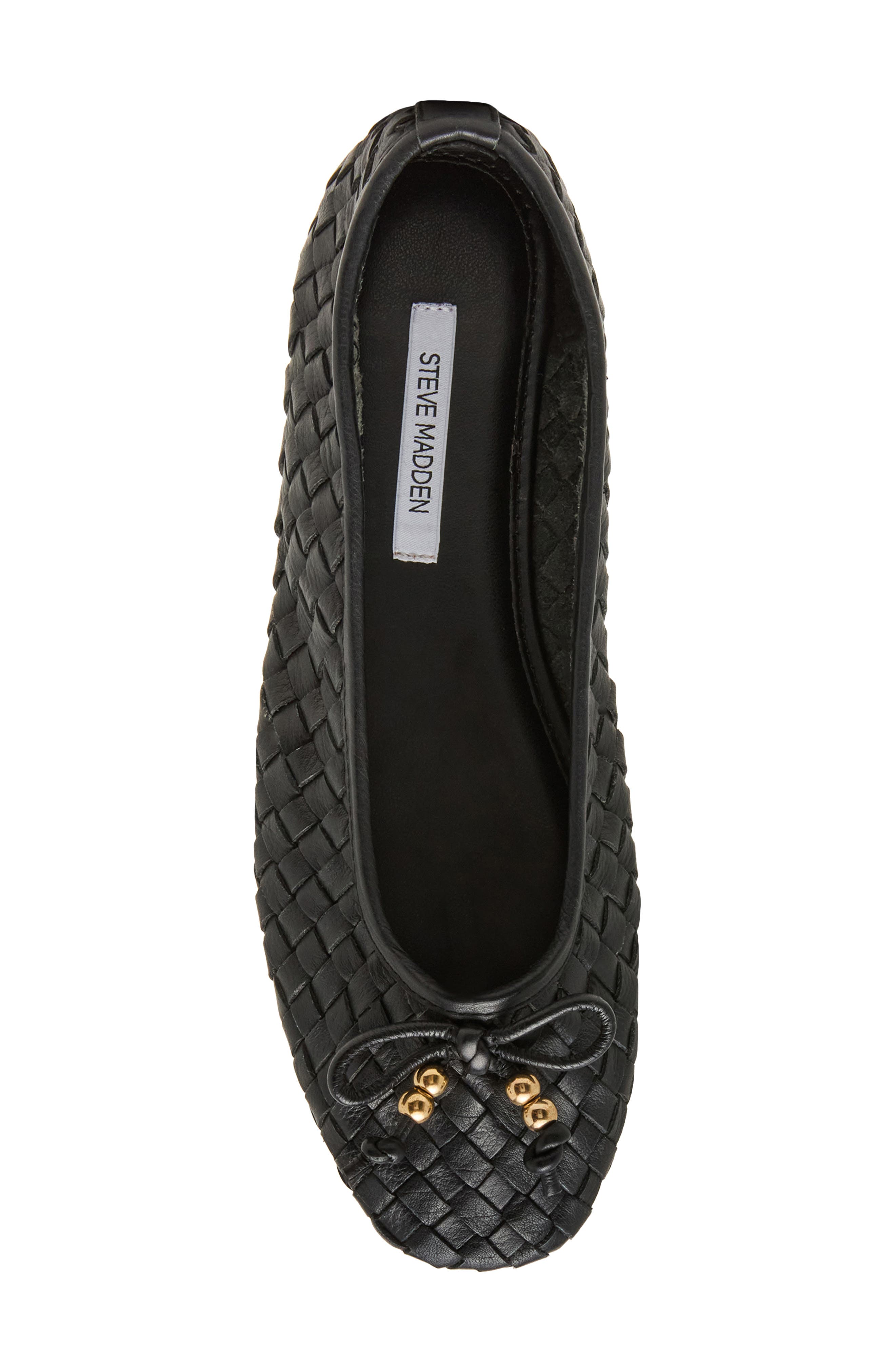 Steve Madden Divy Woven Ballet Flat, Alternate, color, Black Leather