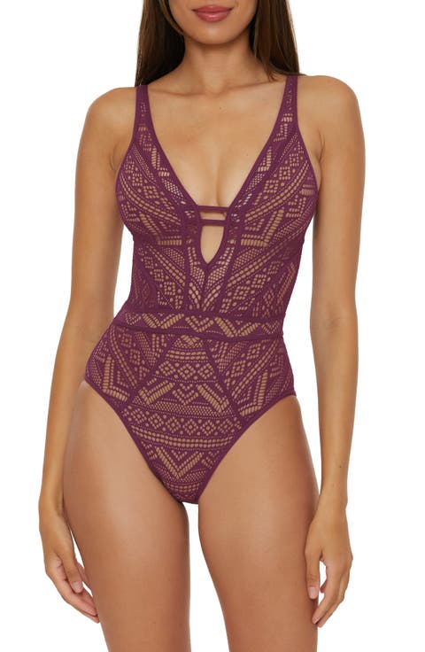 Color Play Mesh One-Piece Swimsuit