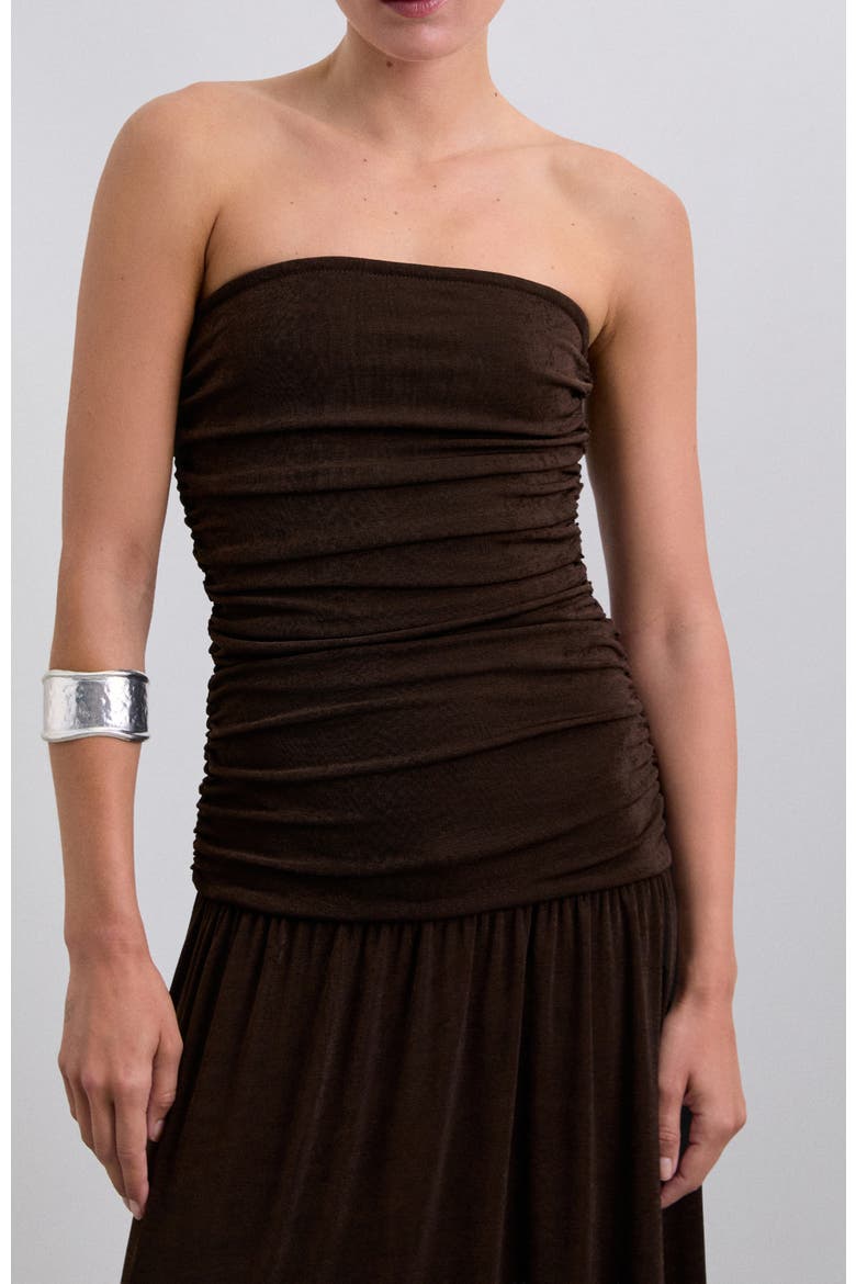 Strapplesjersey Dress, Alternate, color, Brown