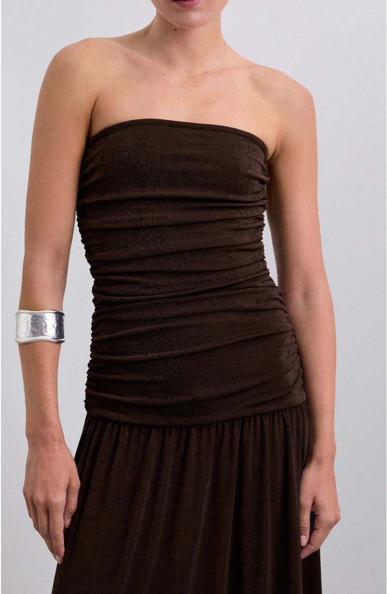 Scalpers Strapplesjersey Dress, Alternate, color, Brown