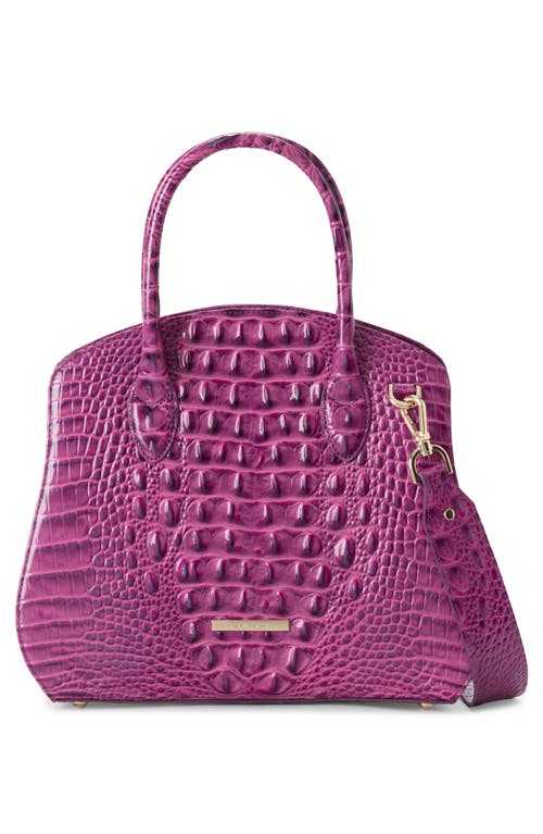 Brahmin Rosetta Croc Embossed Leather Satchel In Purple