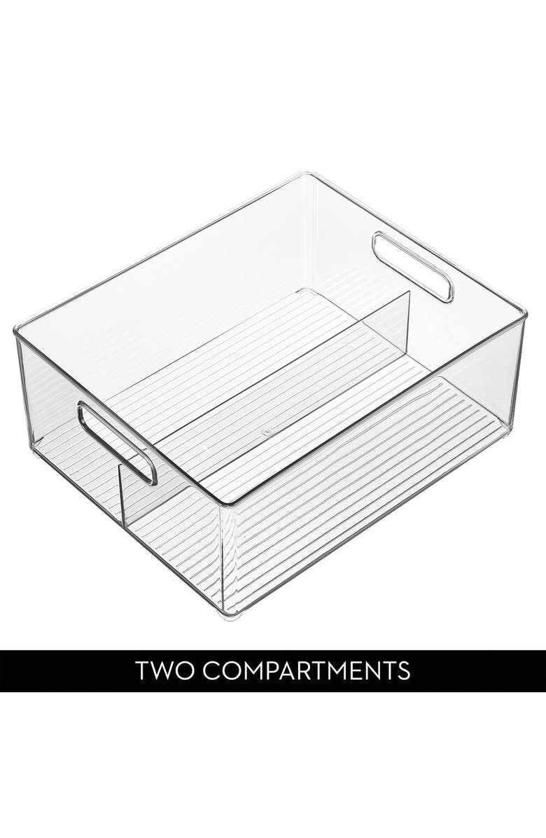 iDesign Divided Pantry Bin with Handles for Fridge or Pantry - Set of 2 - Clear, Alternate, color, Clear